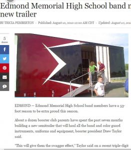 Edmond Memorial band members shown new trailer