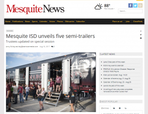 Mesquite ISD High School Bands Unveils five semi-trailers