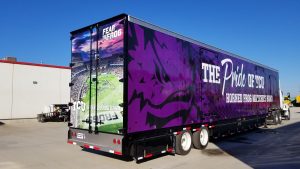 TCU Marching Band Brand new semi equipment trailer