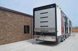 Vicksburg High School Marching Band Semi Equipment Trailer Custom Rear Bumper and Hydraulic Ramp