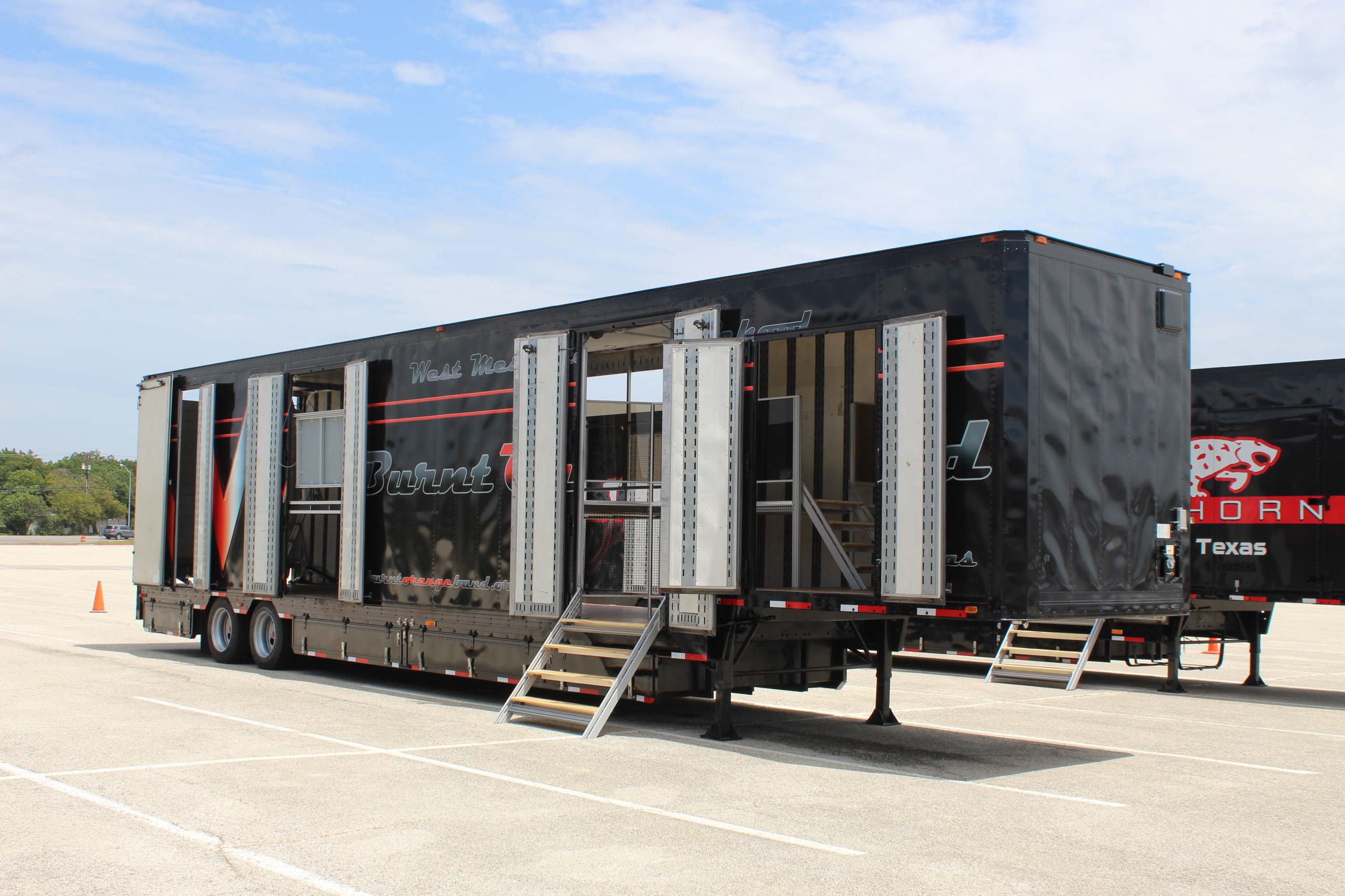 West Mesquite High School Marching Band Semi Equipment Trailer with Side Staircase and 2nd Floor