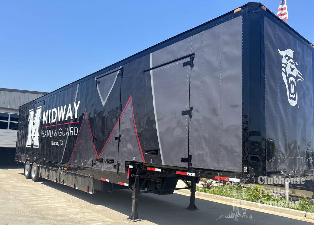 Midway High School Marching Band Semi Equipment Moving Trailer Exterior grey and black Vinyl Graphic Wrap