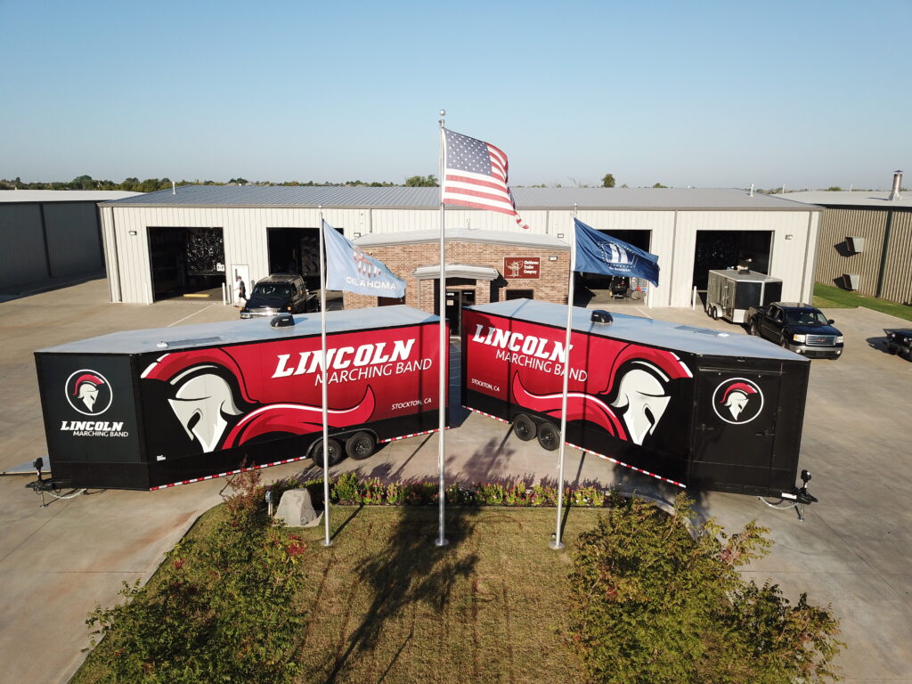 Lincoln Marching Band Small Trailer with custom graphics and interior build.