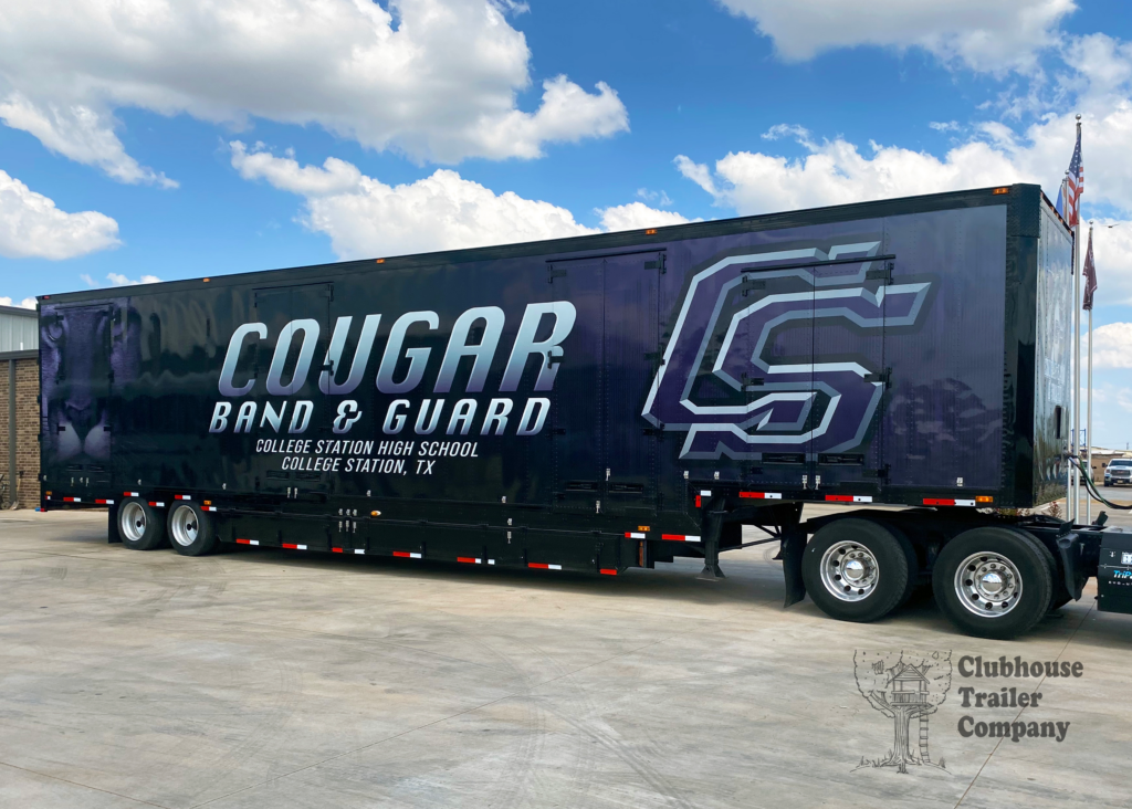 College Station Band and Guard semi trailer for transport of props, instruments, uniforms, and percussion.