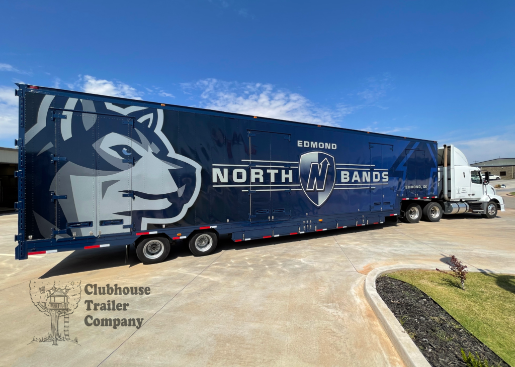 Edmond North High School Oklahoma marching band semi transportation trailer