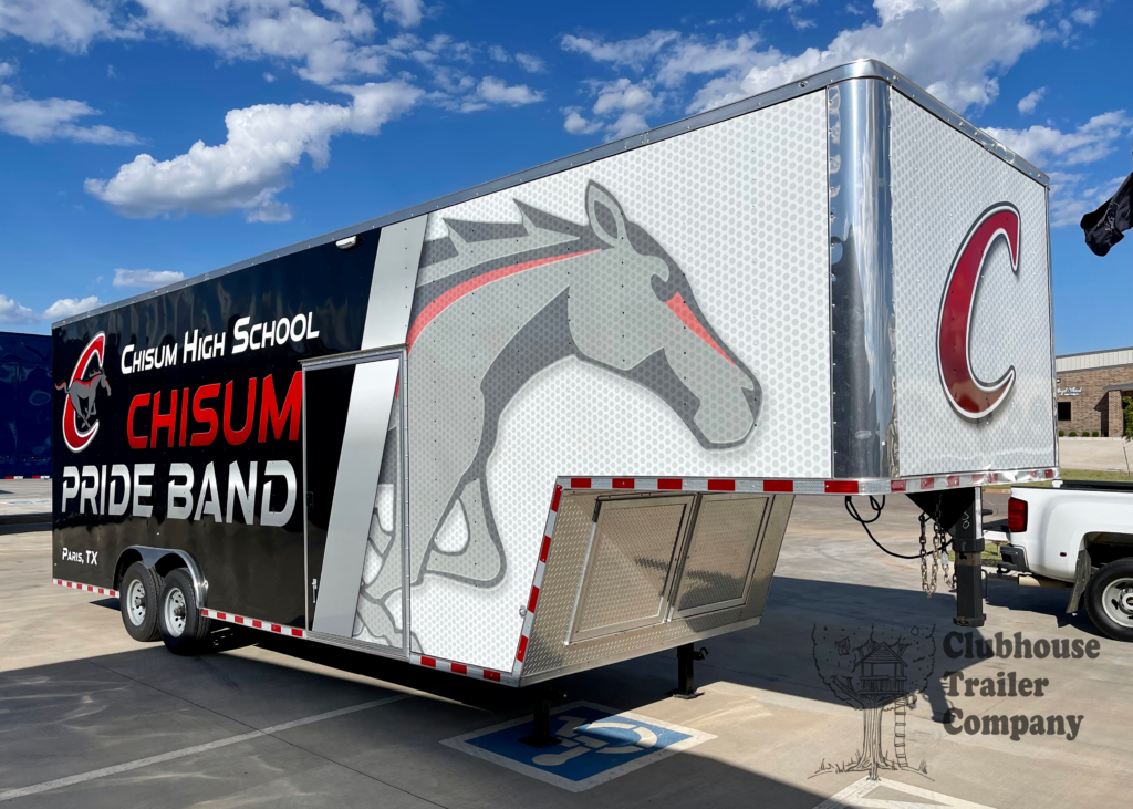 Chisum High School custom built gooseneck small marching band trailer