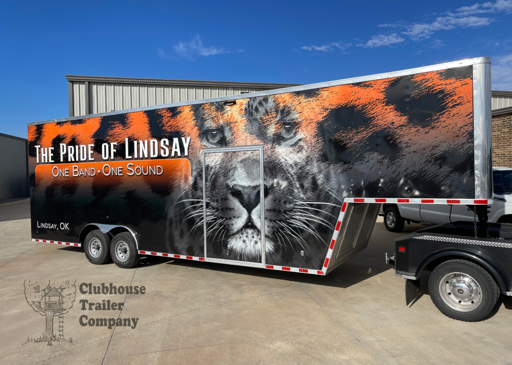 Lindsay high school in Oklahoma marching band small gooseneck trailer for equipment and storage solutions