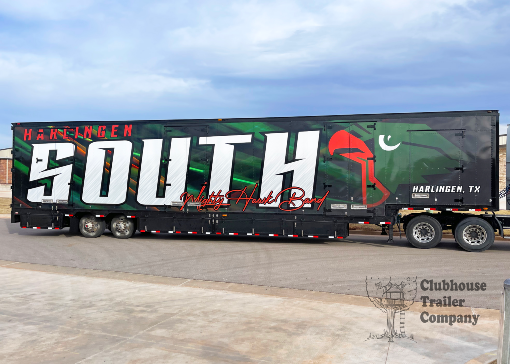 Harlingen South High school marching band equipment and instrument semi trailer