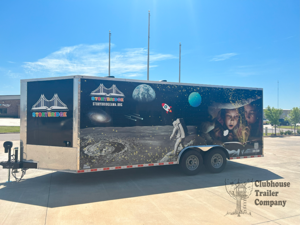 Storybridge Non-Profit mobile children's library bumper pull trailer with custom vinyl wrap