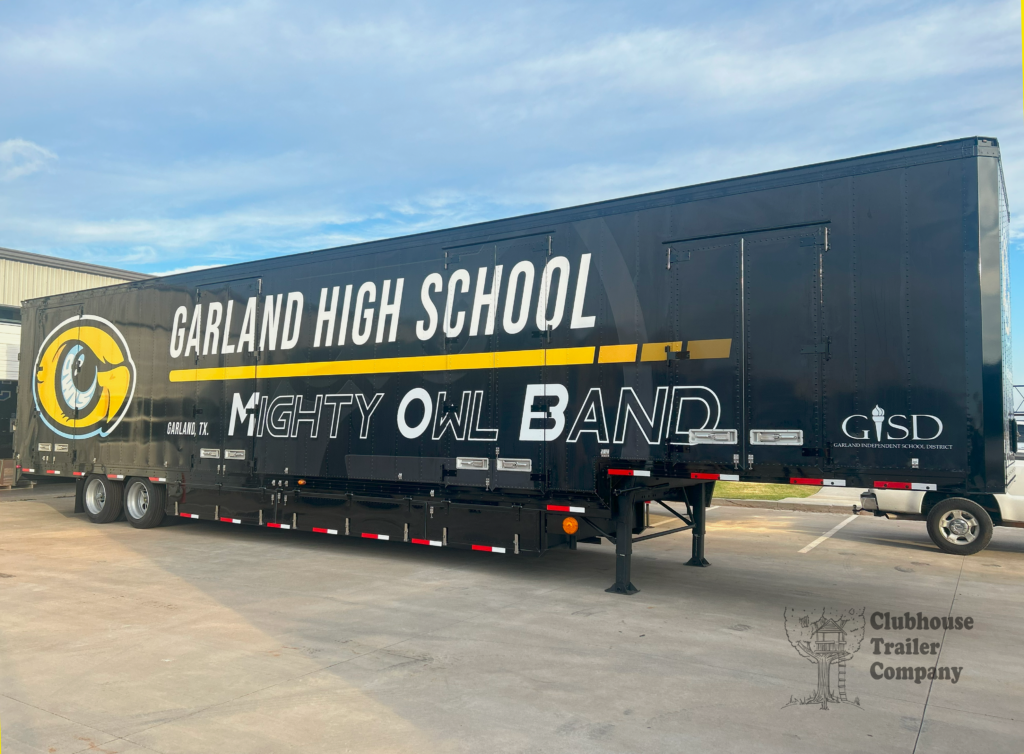 Garland High School marching band semi trailer with custom vinyl wrap