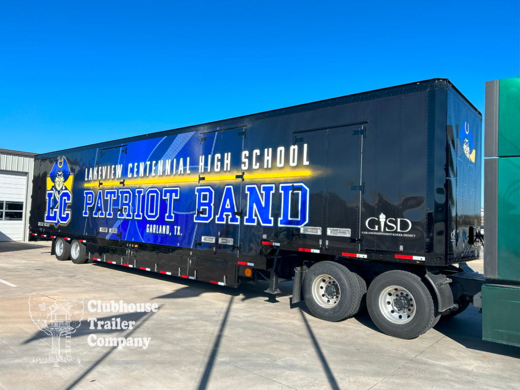 Lakeview Centennial High school marching band semi trailer for equipment, uniforms, and instruments