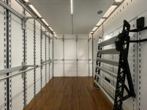 Marching band semi trailer for sale custom shelving, uniform storage, second floor, powered stairs