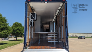 Marching band semi trailer for sale custom shelving, stairs, ramp, high school, interior, electric