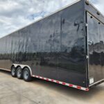 Black bumper pull trailer for marching bands