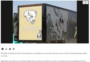McAlester high school press release for their new state-of-the-art band equipment semi trailer with custom vinyl wrap