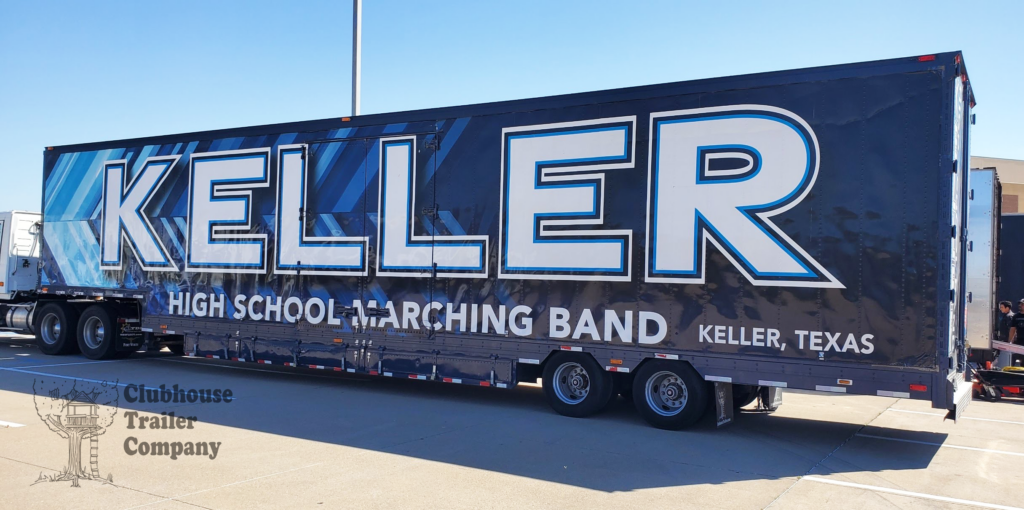 Texas High school marching band trailer with custom vinyl graphics and full wrap