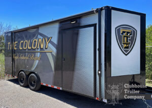 Clubhouse Trailer small solution for marching band with custom vinyl graphic wrap in Texas