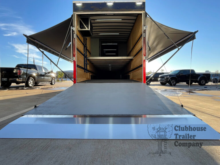 Clubhouse Trailers Awnings on small marching band trailer