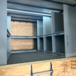 Customized band instrument shelving inside trailer