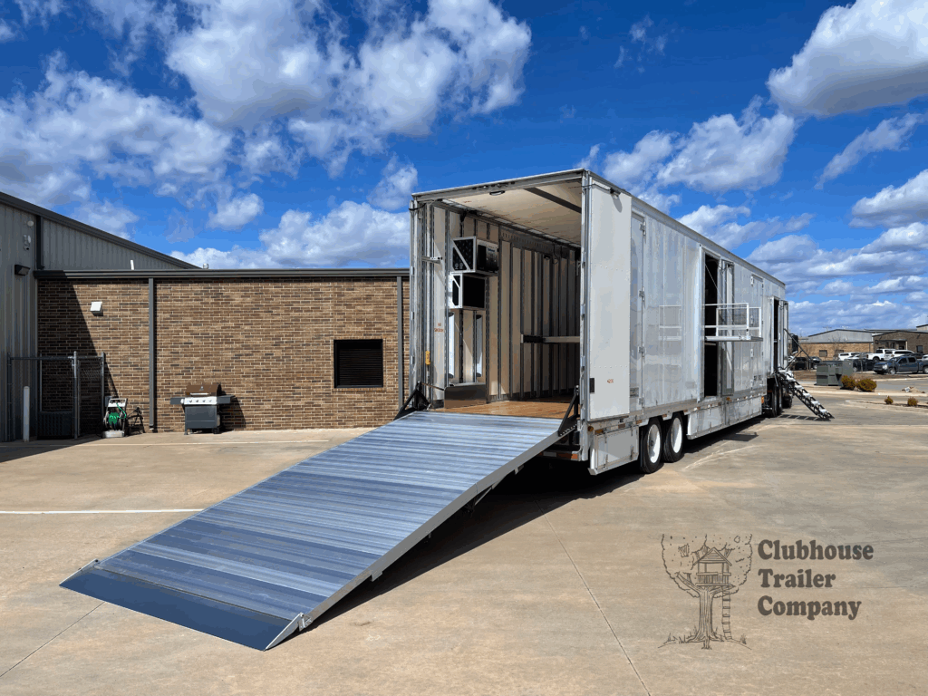 Effingham County High marching band semi trailer with solar power, batteries, electric ramp, and director's perch