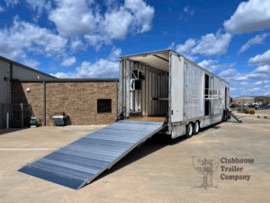 Effingham County High marching band semi trailer with solar power, batteries, electric ramp, and director's perch