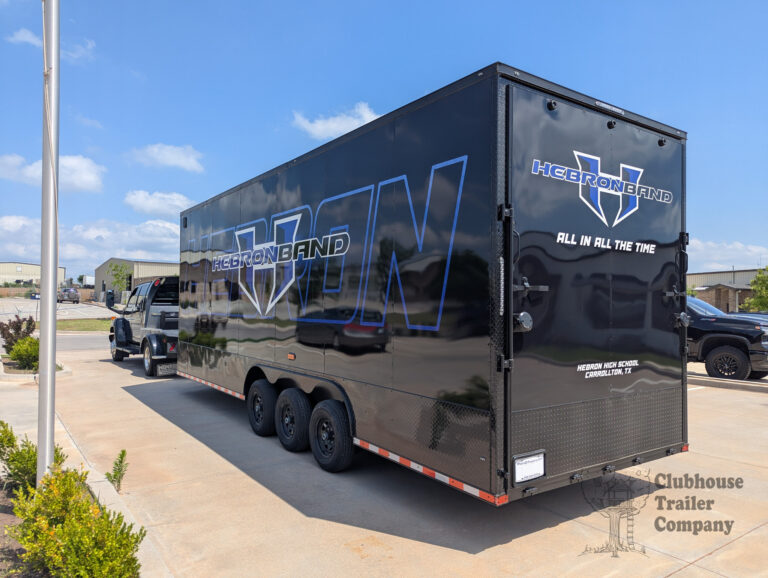 Hebron High School marching band 26 foot bumper pull trailer with custom graphic vinyl wrap