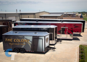 Clubhouse Trailers bumper pull trailers. 24 foot 20 foot 48 foot marching band trailers.