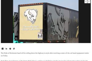 McAlester high school press release for their new state-of-the-art band equipment semi trailer with custom vinyl wrap