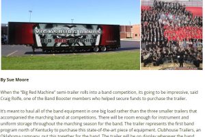 Vicksburg high school marching band semi trailer press release announcement