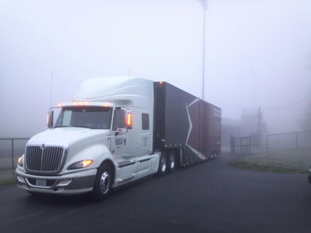 International Pro Star + with Edmond Memorial's new Semi Equipment Trailer in Indianapolis.