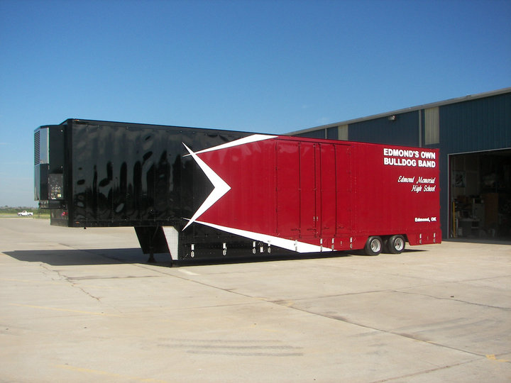 Bulldog One seen in the light for the first time. Clubhouse Trailers Marching band Semi Equipment Trailer Edmond Memorial High School