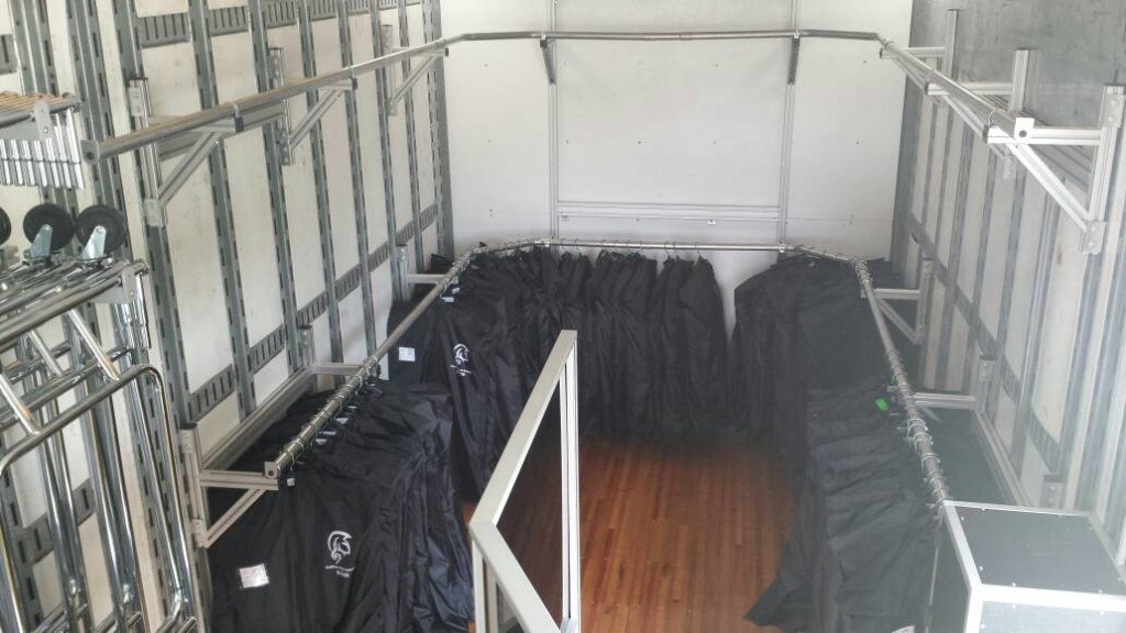 High School Band Semi Trailer Uniform Rack