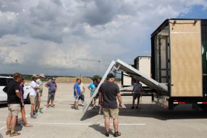 Mesquite ISD High School Marching Band Semi Trailer Rear Loading Hydraulic Ramp