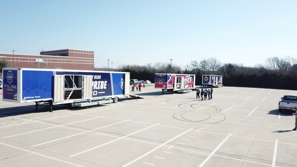 McKinney High School Marching Band Semi Equipment Trailer Outside Photo