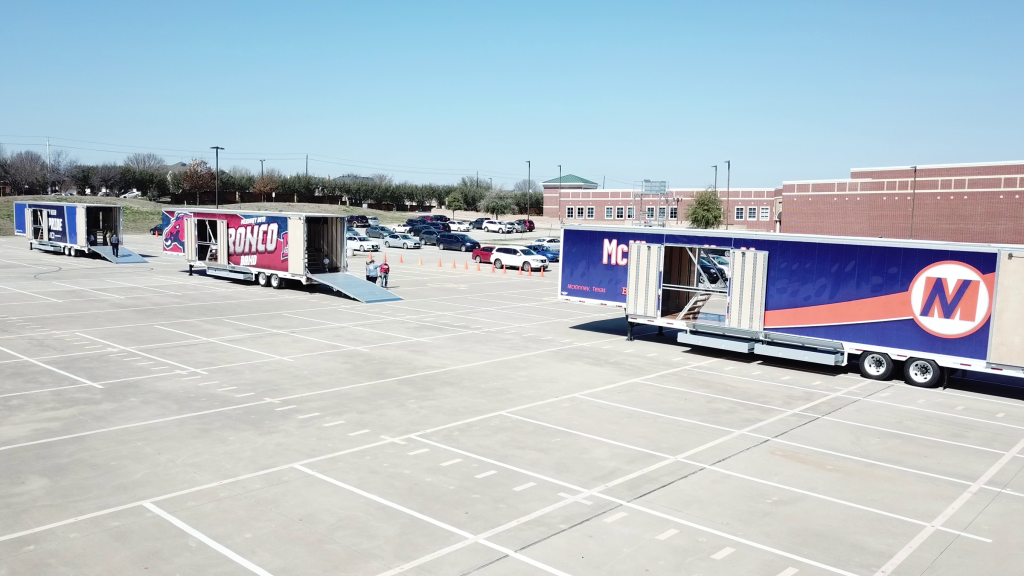 McKinney ISD Delivery of 3 Brand New Marching Band Semi Trailers!