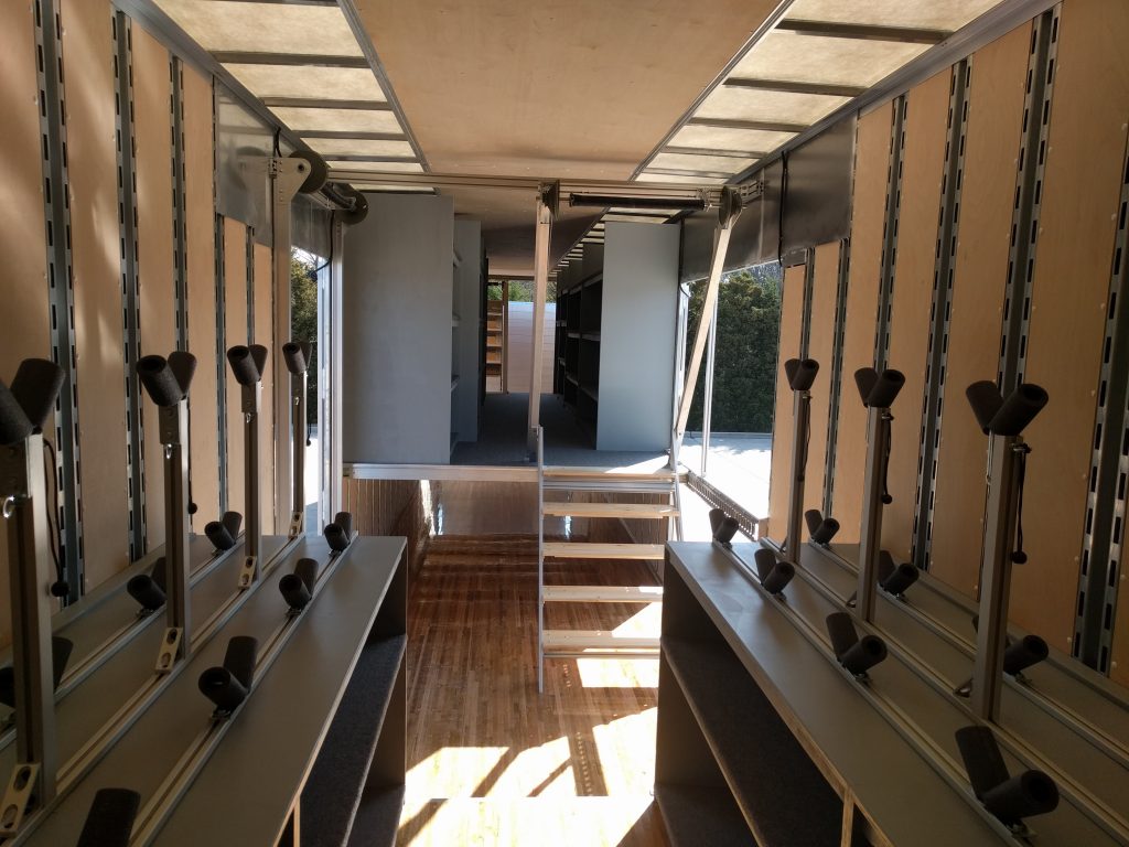 Custom Euphonioum Holders and Second Floor Instrument Storage for Marching Band Semi Trailer