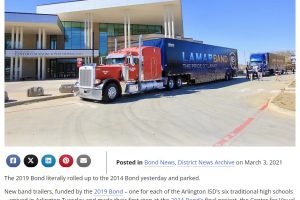 Arlington Trailer Arlington, Texas marching band semi trailer press release announcement.